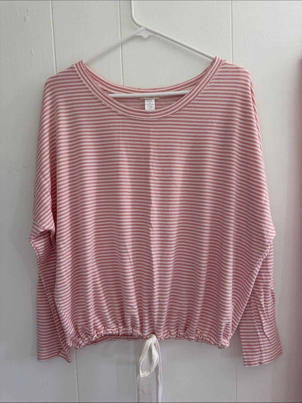 Eberjey Pink and White Striped Lounge set with Cream Waist Tie